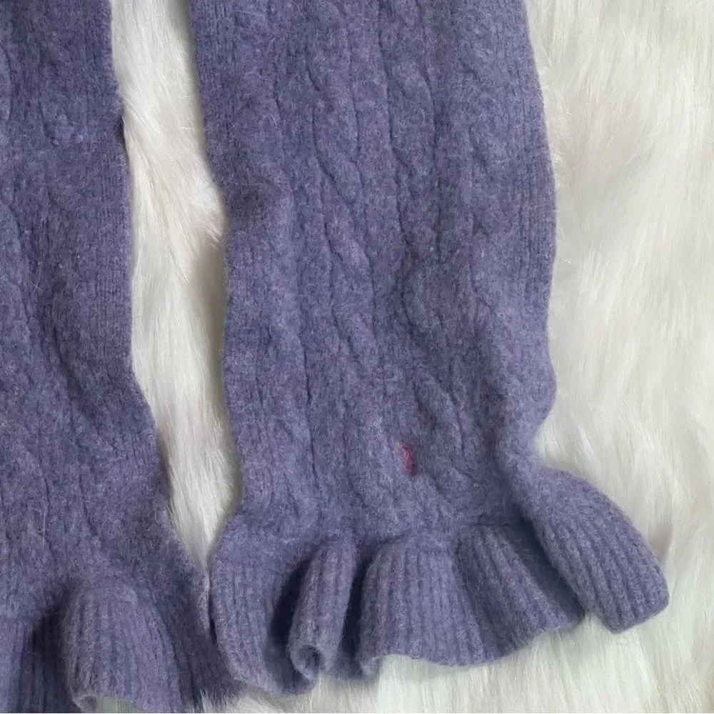 Ralph Lauren Purple Knit Scarf with Ruffled Edges